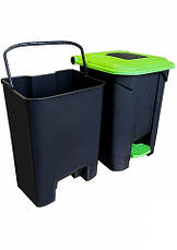 Бак для сміття з педаллю Planet 50 л чорно-зелений, фото 3