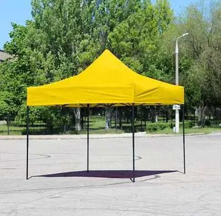 Тент розкладний 2×2 метра жовтий складаний навіс для відпочинку на природі саду кемпінгу захист від сонця