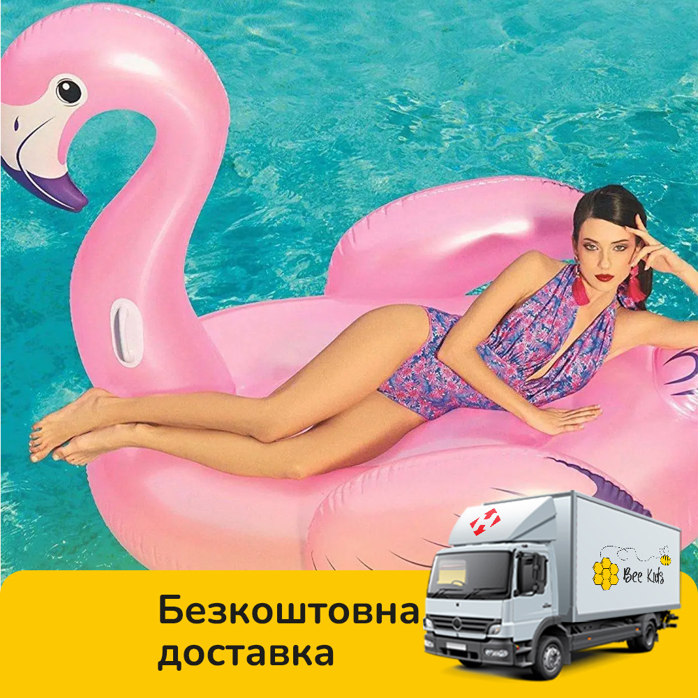 Надувний плотик Рожевий фламінго Bestway 41119 (ремкомплект, 173-170 см) | Надувна платформа, фото 1