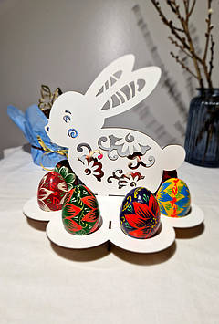 Великоднева підставка "Зайчик на 8 яєць" з білого ламінованого ДВП Код/Артикул