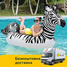 Надувний пліт для плавання Зебра BW 41406 (3 ручки, LED підсвічування, ремкомплект, 254-142 см.)