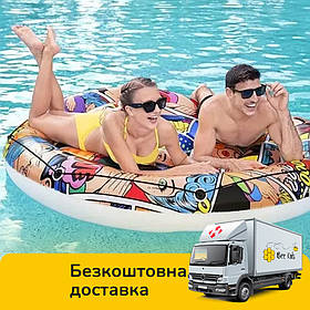 Надувний пліт для плавання Комікси (діаметр 188см, ремкомплект) Bestway 43264| Надувна платформа