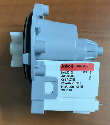 Насос зливу води (помпа) Askoll M332 40W для пральної машини, фото 1