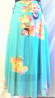 Тонкая летняя женская удлиненная голубая юбка, размер 48