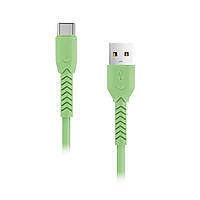 USB Кабель Type-C, 3A, 1м, maXlife (еластичний + захист від переломів) зелений