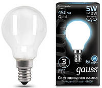 Лампа LED Шарик Е14 Filament E14 5W 450lm 4100K, 105201205