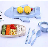Посуд дитячий із пшеничної лушпинні "Літак" 7 предметів Stenson R87745, фото 2