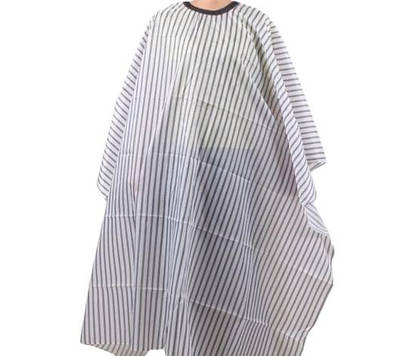 Пеньюар Hots Professional Cutting Cape White, білий у сіру смужку на гачках (201600-WT)