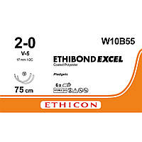 Етібонд (Ethibond) 2-0 колюче-ріжуча Таперкат (Tapercut) 2х17, 10*75см (5білих+5зелених) с прокл. 6*3*1.6, 1шт.