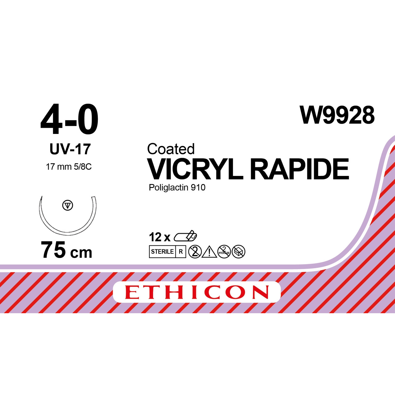 Вікрил рапід (VICRYL rapide) 4-0 колюче-ріжуча Таперкат (Tapercut) 17 мм, 5/8 кола, незабарвлений 75см, 1шт.