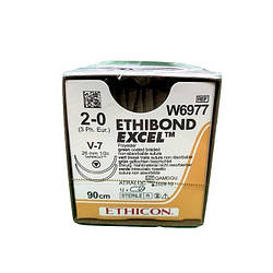 Етібонд (Ethibond) 2-0 колюче-ріжуча Таперкат (Tapercut) 2х26, 1/2кола, зелений 90см, 1шт.