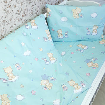 Дитяча постіль для новонароджених хлопчику Блакитна Постільна білизна для хлопчика в ліжечко дитяче підковдра 90*120 простирадло наволочка