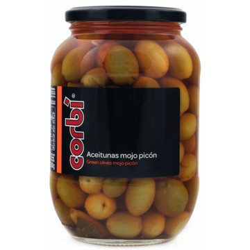 Оливки Corbi Mojo Picon зелені з кісточкою в часниковому маринаді, 835г
