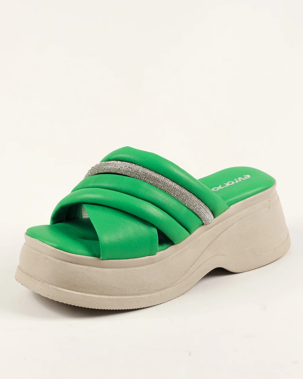 Шльопанці на платформі Evromoda 447414 36 зелені шкіра