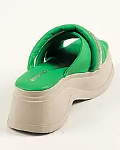 Шльопанці на платформі Evromoda 447414 36 зелені шкіра, фото 4