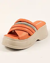 Шльопанці на платформі Evromoda 447414 38 жовтогарячі шкіра