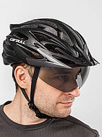 Велошолом велосипедний шолом з візором / козирком / габаритним ліхтарем 7764 Cairbull Чорний 57329