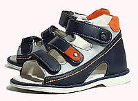 Ортопедические босоножки сандалии летняя обувь для мальчика 1993 синие с серым Том М р.26