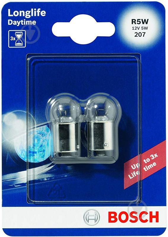 Автолампа R5W Longlife Daytime 12V 5W BA15s - блістер 2шт, (1987301058)