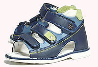 Ортопедические босоножки сандалии летняя обувь для мальчика 1993 синие с зеленым Том М р.26