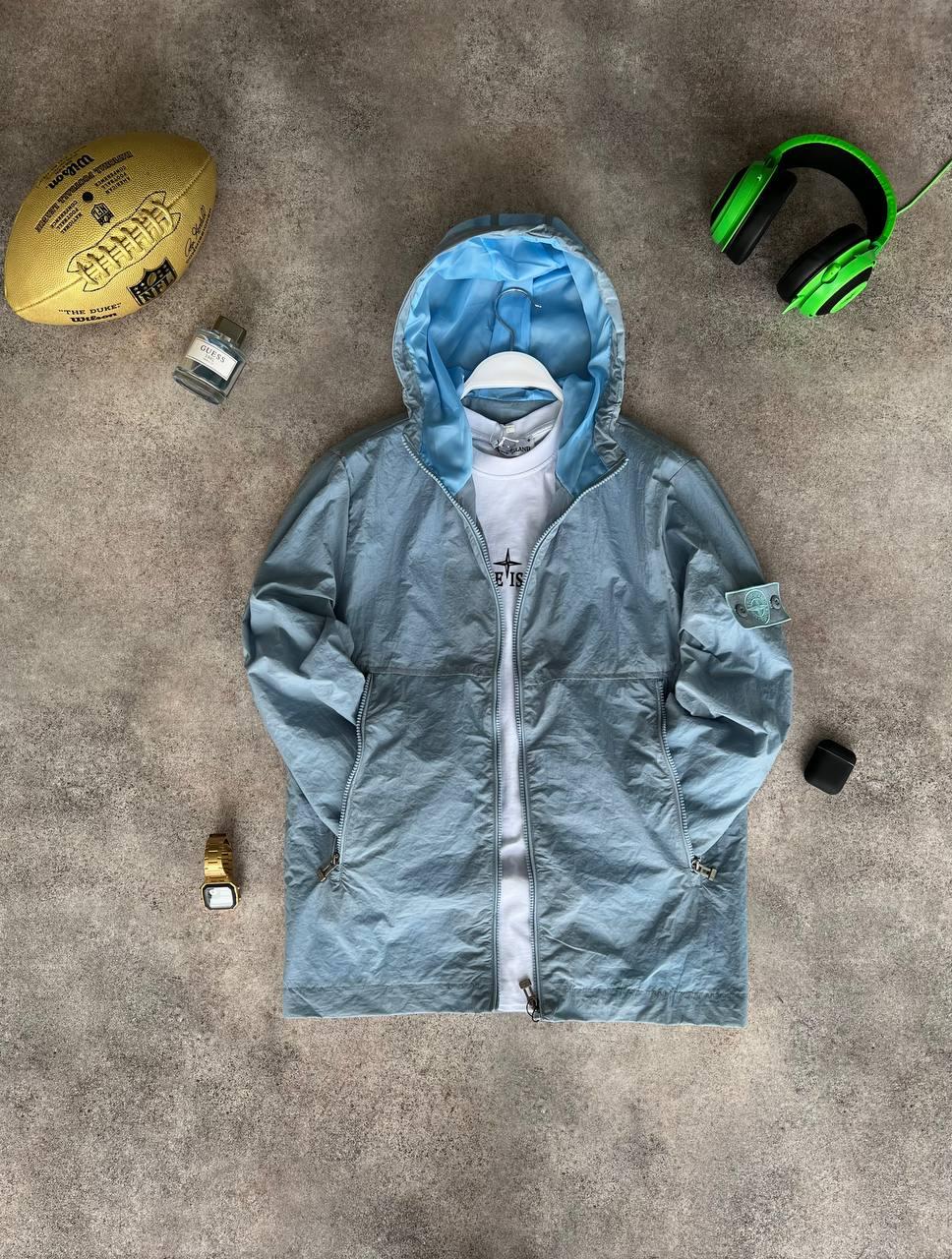 Чоловіча куртка вітровка Stone Island M1493 блакитна