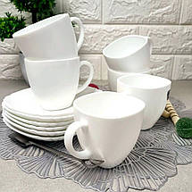 Чайний сервіз білий 6 чашок+6 блюдець Luminarc Lotusia Q6007, фото 3