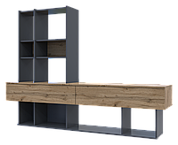 Современная стенка-горка в гостиную НОТА Doros Графит/Дуб Эвок 195х42х147h (44900207)