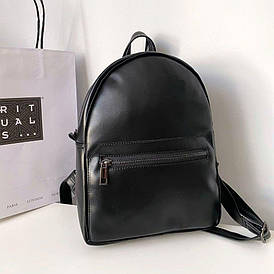 Рюкзак жіночий чорний невеликий із еко шкіри міський повсякденний 22х26х10см