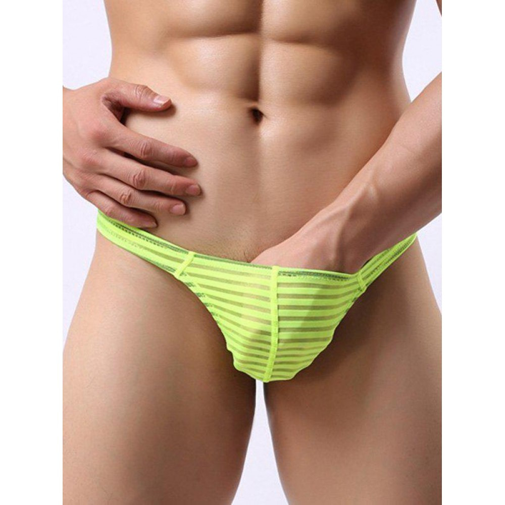 Смугасті прозорі чоловічі плавки KIANU M-L L-XL