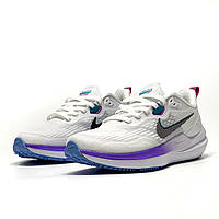 Женские кроссовки Nike Air Winflo 9 White Blue белые с голубым найк аир винфло сетка