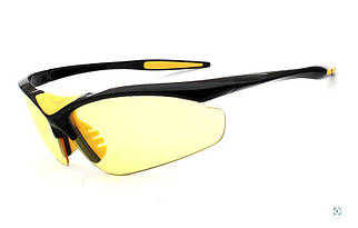 Сонцезахистні спортивні окуляри UV400, велоокуляри чорно-жовтий