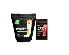 Протеїн для росту м'язів TNT Nutrition зі смаком ванілі 2 кг + Омега 3