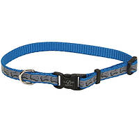 Coastal Lazer Brite Reflective Collar КОСТАЛ светоотражающ ошейник для собак 1.6х30-46см Бирюзовый с косточк