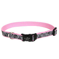 Coastal Lazer Brite Reflective Collar КОСТАЛ светоотражающий ошейник для собак 1.6х30-46см Сердечки розовый