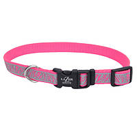 Coastal Lazer Brite Reflective Collar КОСТАЛ светоотражающий ошейник для собак 1.6х30-46см Розовая зебра