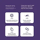 Пастка комарів і комах знищувач антимоскітна лампа електрична Stop Mosquito USB, фото 4