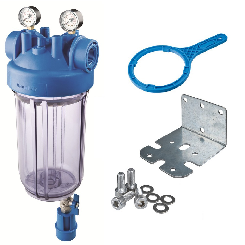 Колба для фільтра води Atlas Filtri DP BIG S M TS Dn 1" Висота 20" (з манометрами) ZA1800735, фото 1