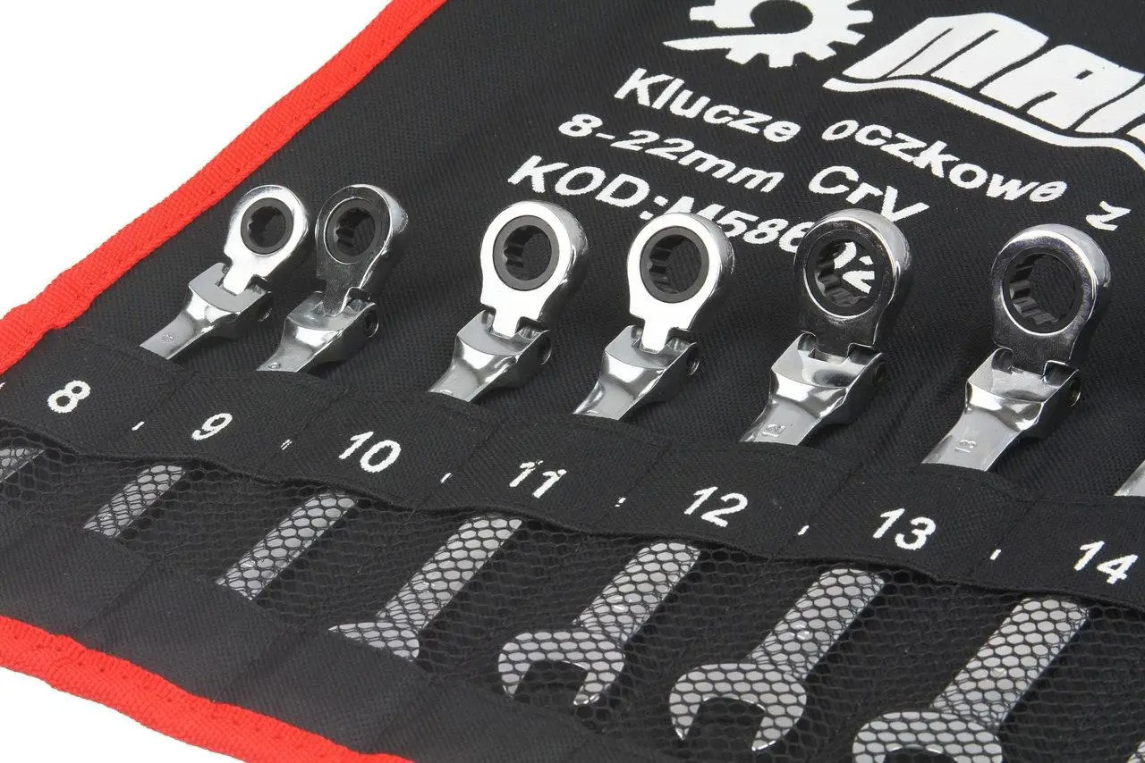 Набор рожково-накидных ключей MAR-POL 12эл с трещоткой на кардане - фото 6 - id-p1846382365