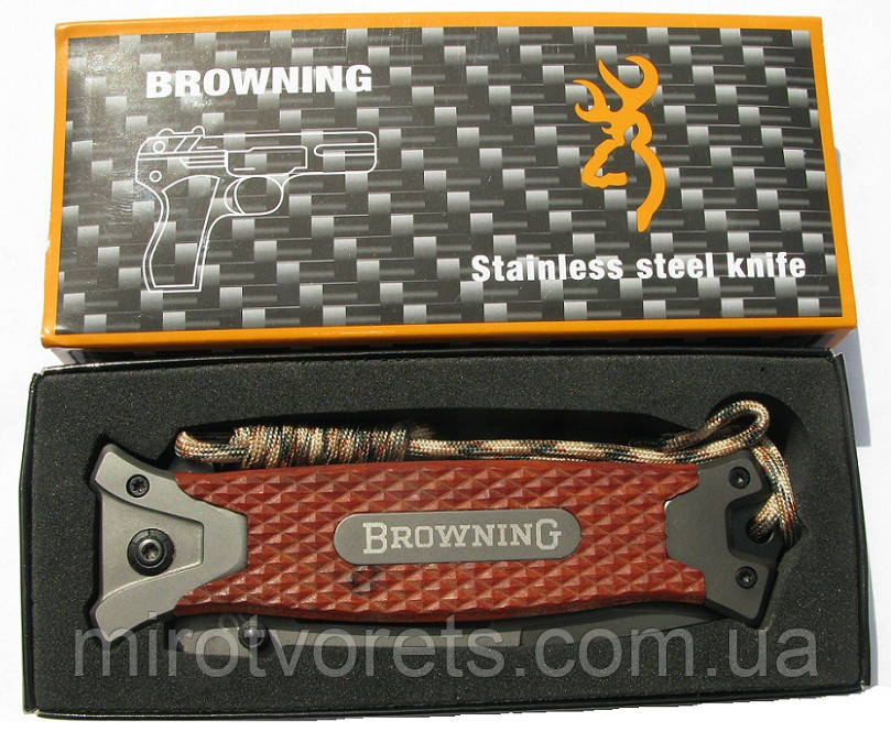 УЦІНКА. Ніж викидний Browning 364, фліпер, дерево, темляк, фото 1