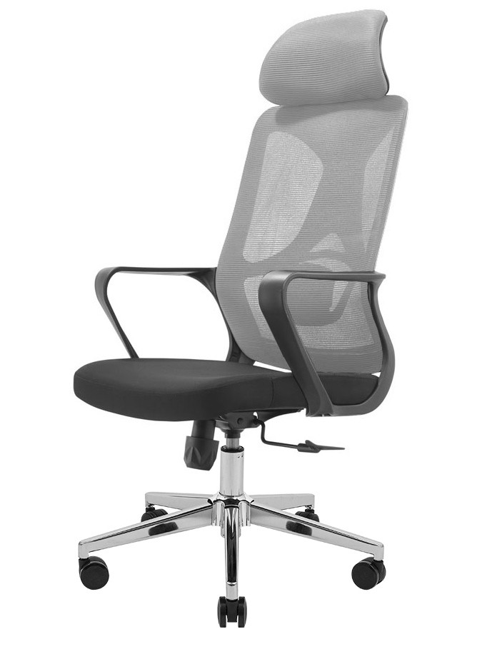 Крісло для комп'ютера з підлокітниками та підголовником офісне сіткове Монеро Monero сіре ТМ Richman, фото 1