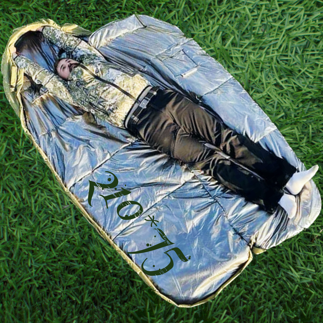 Теплий спальний мішок King Size (210х100 см) Хакі спальник ковдра, фото 1