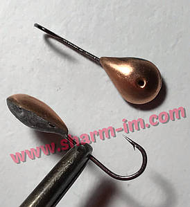 Літня мормишка на карася Мідь L-19 мм Гладка крапля, Вага 0,95 г