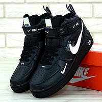 Мужские кроссовки в стиле Nike Air Force 1 High 07 LV8, кожа, черный, Вьетнам