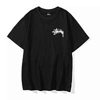 Чорна футболка Stussy Стассі Minimal Logo Стільці унісекс чоловіча жіноча бирка