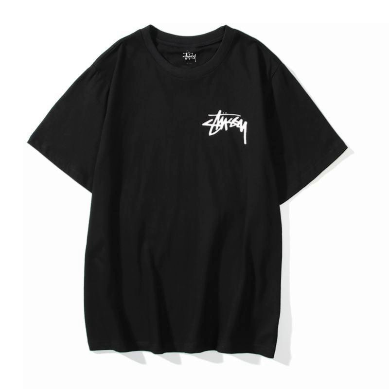 Чорна футболка Stussy Стассі Minimal Logo Стільці унісекс чоловіча жіноча бирка