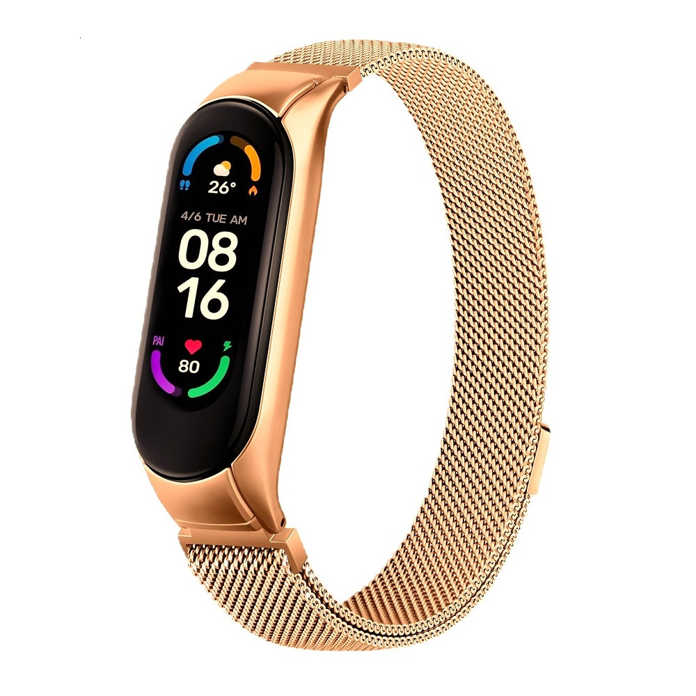Ремінець для фітнес браслета Xiaomi Mi Band 7 міланська петля рожеве золото