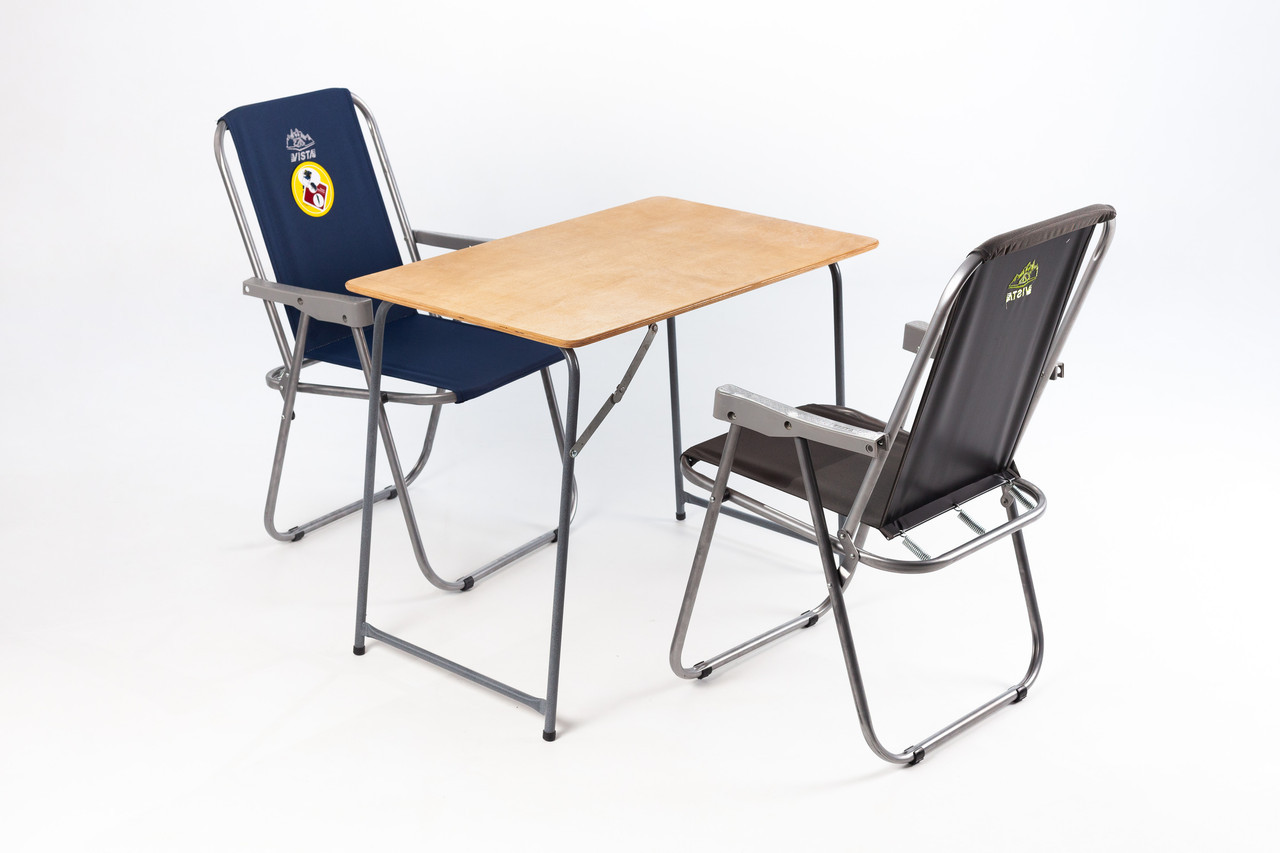 Комплект складних меблів для кемпінгу Easy Camping стіл та 2 стільці зі спинкою для відпочинку на природі (EC77529)