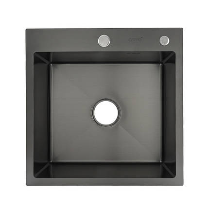 Кухонна мийка GAPPO GS5050-6 накладна 500x500 мм, нержавіюча сталь, поверхня PVD, фото 1