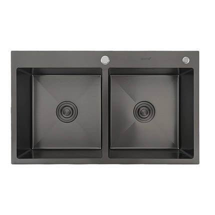 Кухонна мийка GAPPO GS8350-6 накладна 830x500 мм, нержавіюча сталь, поверхня PVD, фото 2