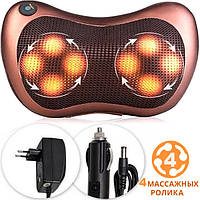 Масажна подушка Avadona Інфрачервоний роликовий масажер для шиї та спини 4 ролики. коричневийEStyle